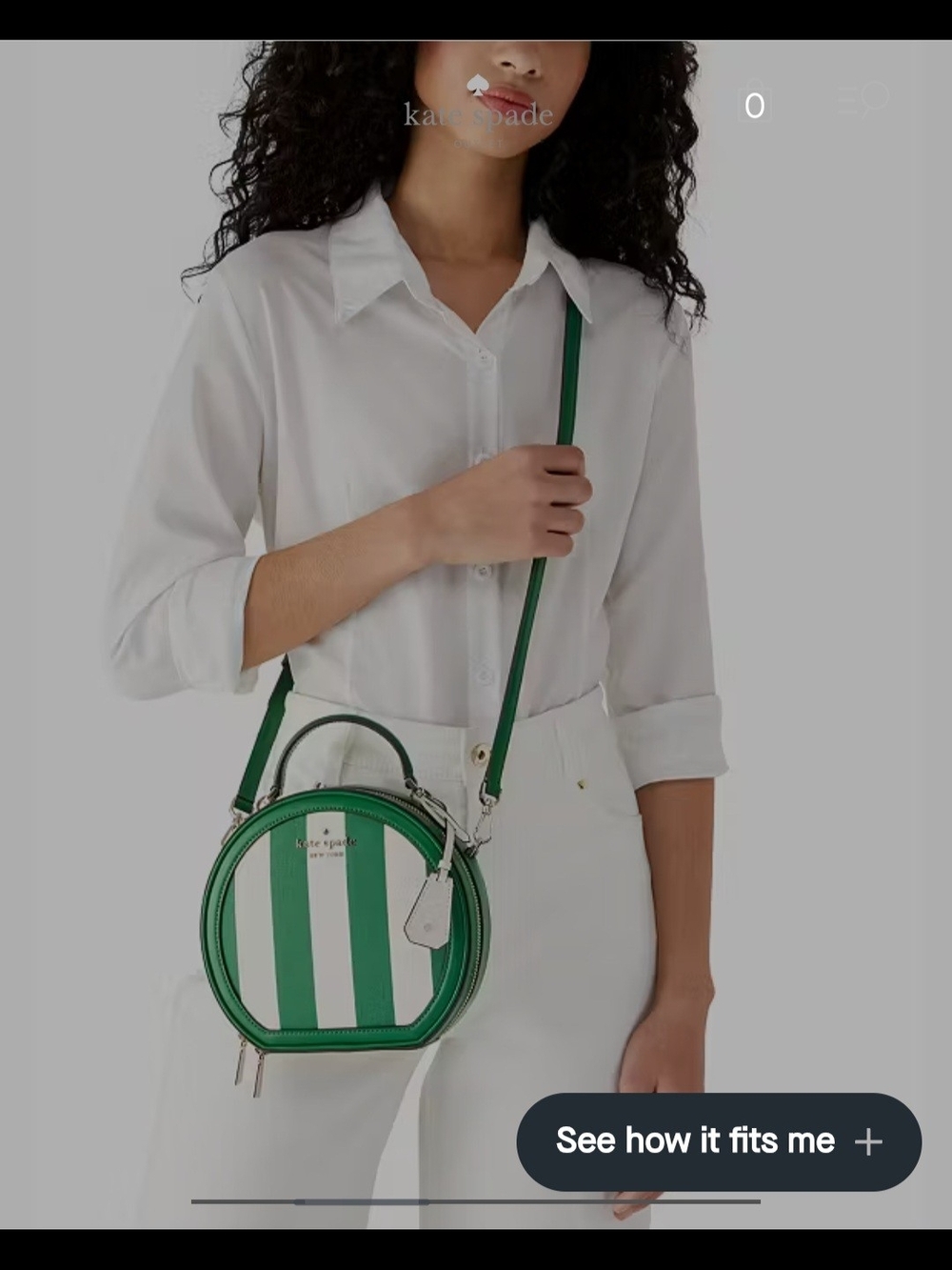 kate spade Green Striped Round Crossbody Bag